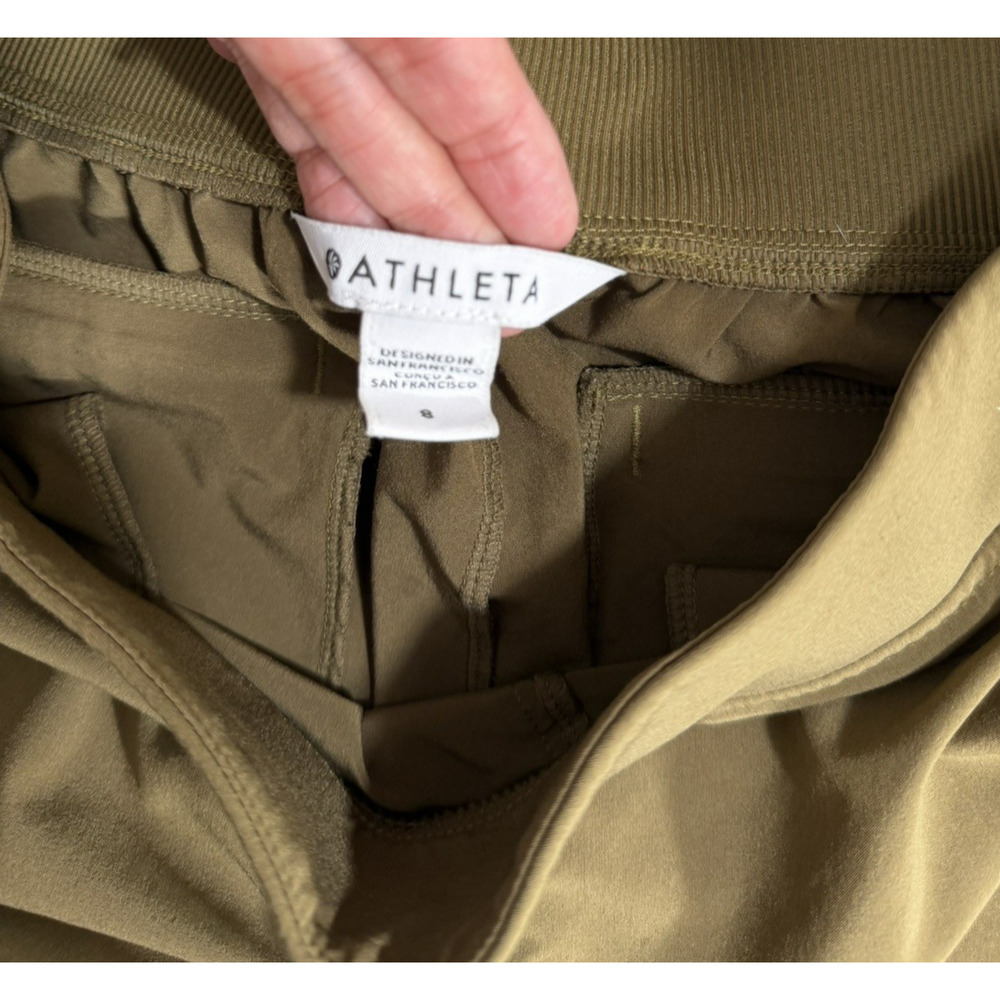 Athleta Brooklyn Ankle Pants Olive Green Lightweight Pockets Stretch Size 8 - Picture 9 of 14